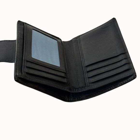 Coach Black Patent Leather Wallet Trifold Turnlock Closure Embossed Signature - Picture 13 of 16